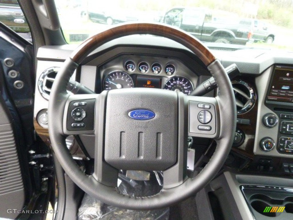 2015 Ford F250 Super Duty Platinum Crew Cab 4x4 Platinum Pecan Steering Wheel Photo #93076345