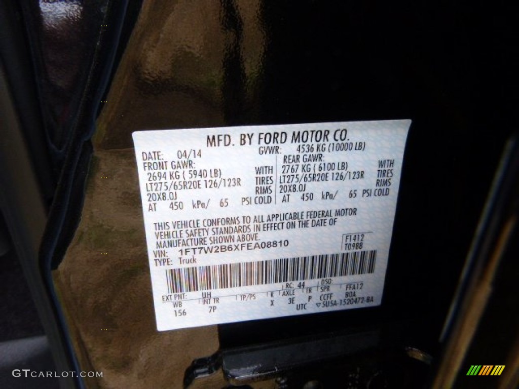 2015 F250 Super Duty Color Code UH for Tuxedo Black Photo #93076393