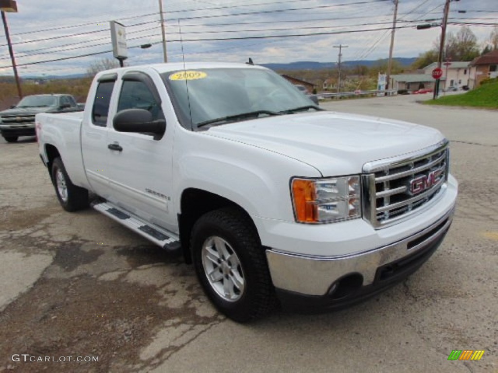 Summit White 2009 GMC Sierra 1500 SLE Extended Cab 4x4 Exterior Photo #93093185