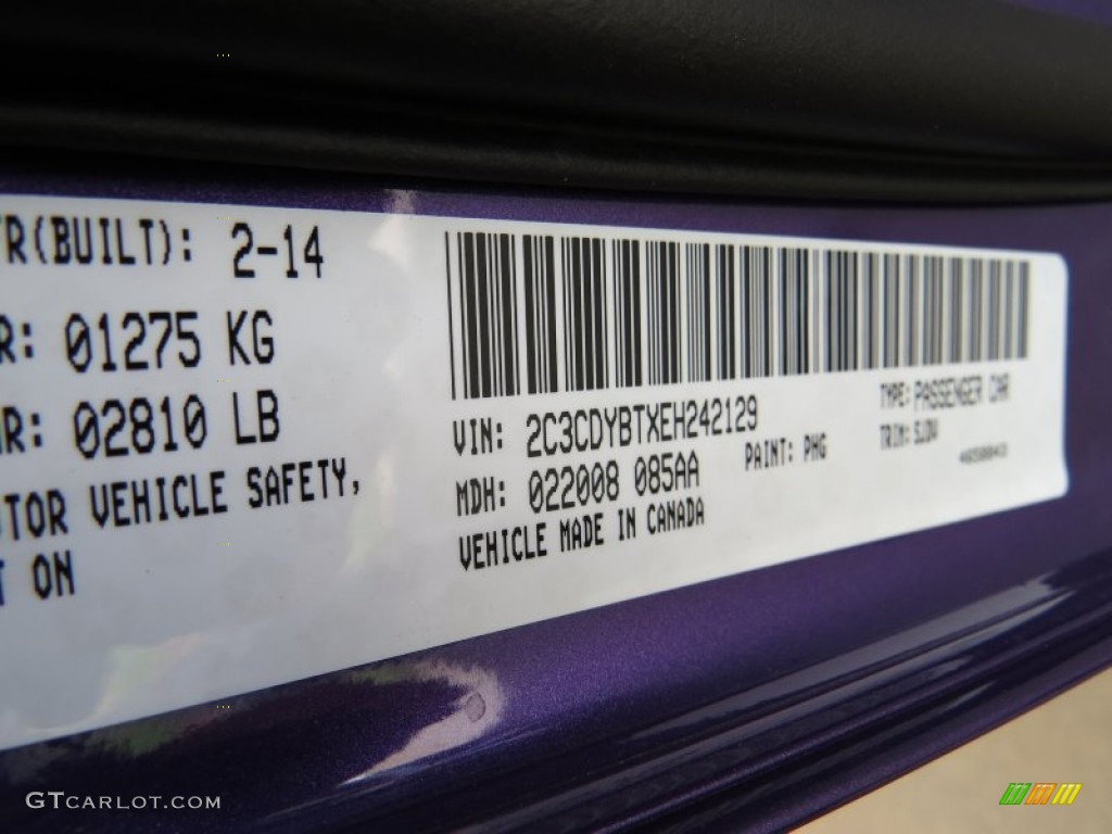 2014 Challenger Color Code PHG for Plum Crazy Pearl Coat Photo #93093218