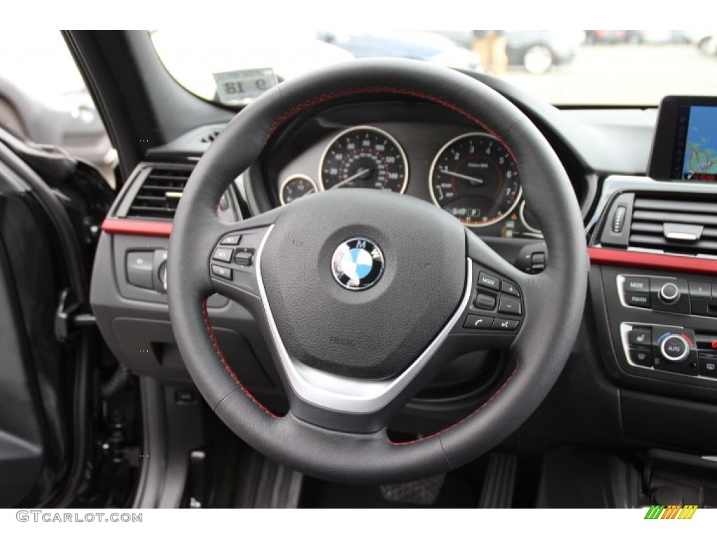 2013 BMW 3 Series 328i xDrive Sedan Black Steering Wheel Photo #93096539