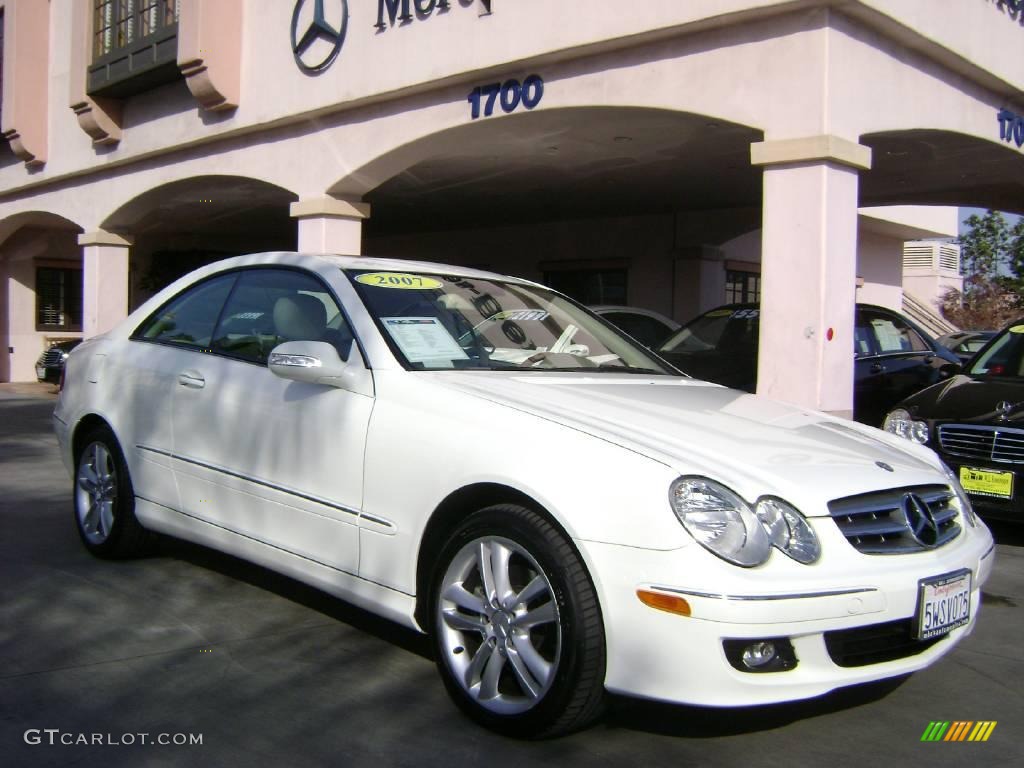 2007 CLK 350 Coupe - Arctic White / Stone photo #1