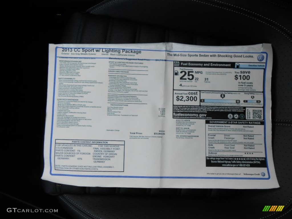 2013 CC Sport - Iron Gray Metallic / Black photo #23