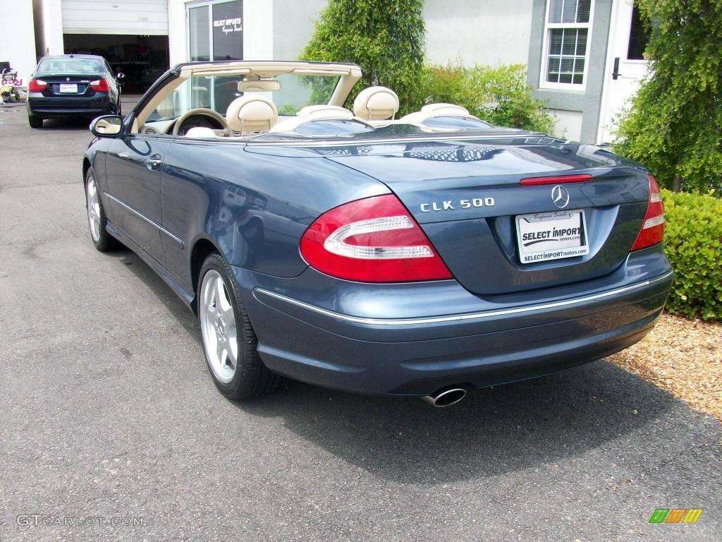 2004 CLK 500 Cabriolet - Cadet Blue Metallic / Stone photo #10