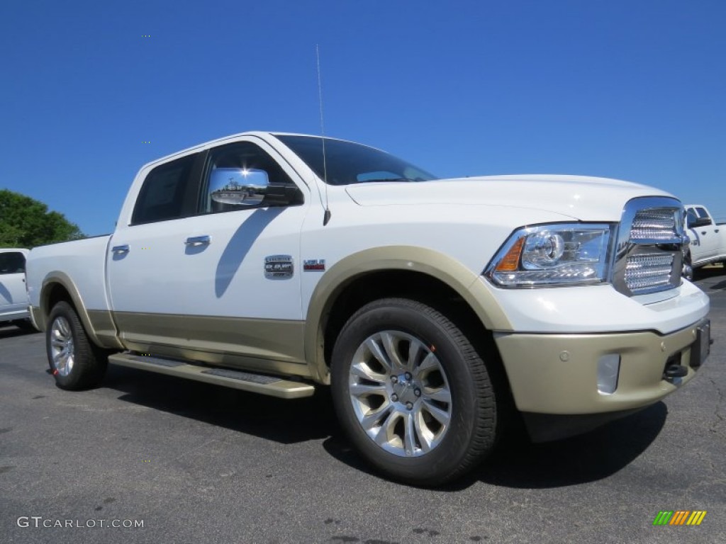 2014 1500 Laramie Longhorn Crew Cab - Bright White / Canyon Brown/Light Frost Beige photo #4