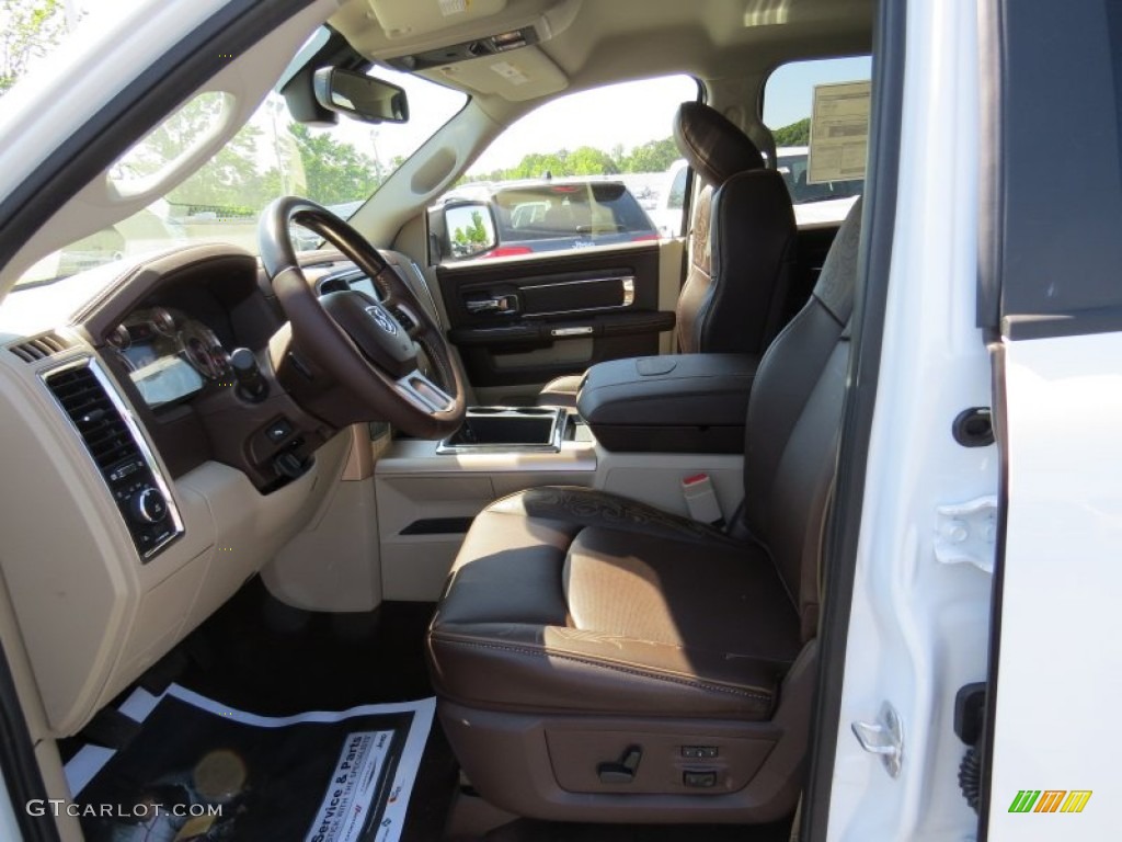 2014 1500 Laramie Longhorn Crew Cab - Bright White / Canyon Brown/Light Frost Beige photo #7