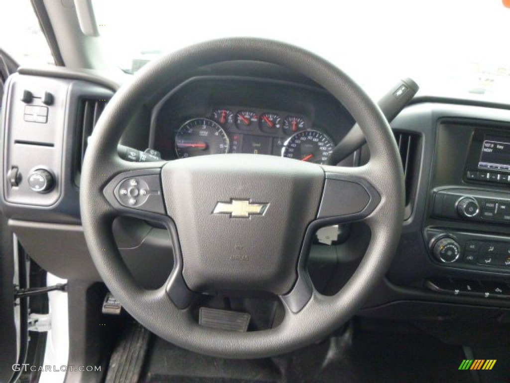 2015 Chevrolet Silverado 3500HD WT Regular Cab Dump Truck Jet Black Steering Wheel Photo #93110184