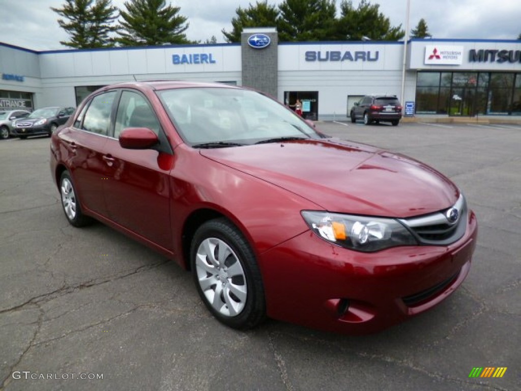 2010 Impreza 2.5i Sedan - Camellia Red Pearl / Carbon Black photo #1