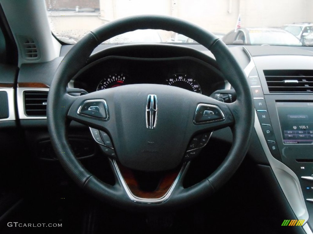2014 Lincoln MKZ FWD Charcoal Black Steering Wheel Photo #93116678