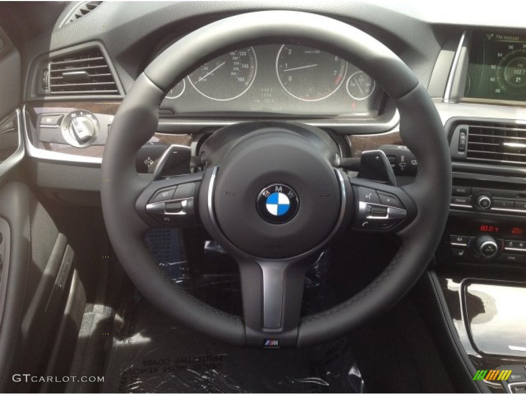 2014 BMW 5 Series 550i Sedan Black Steering Wheel Photo #93120869