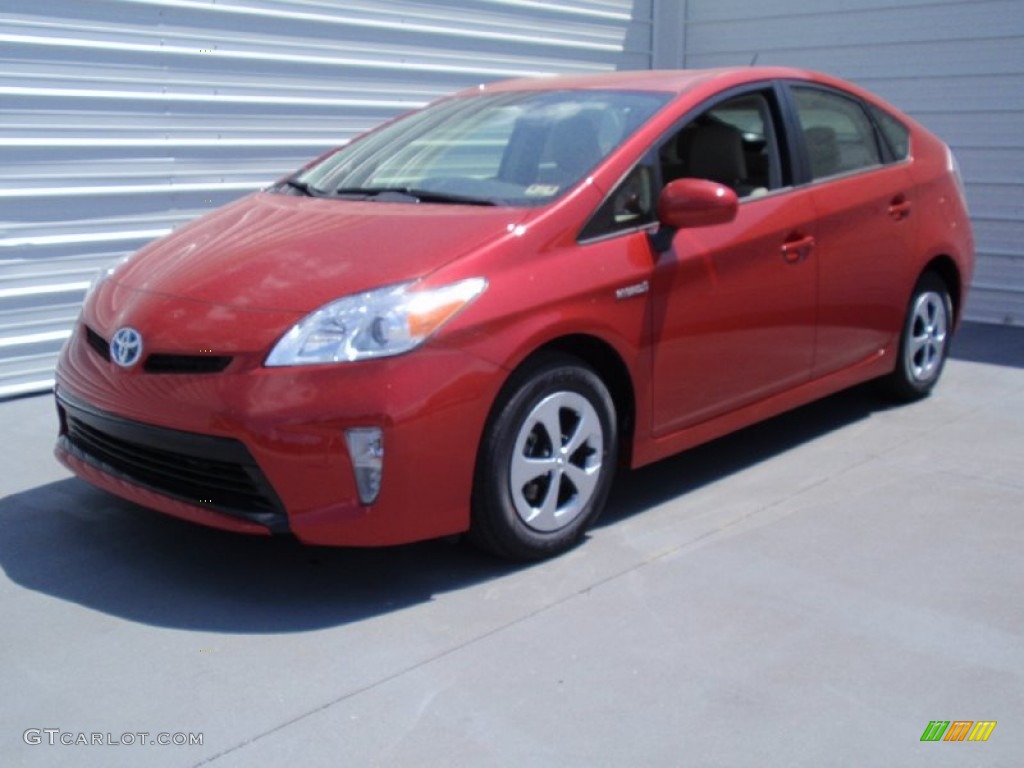 2014 Prius Two Hybrid - Barcelona Red Metallic / Bisque photo #7