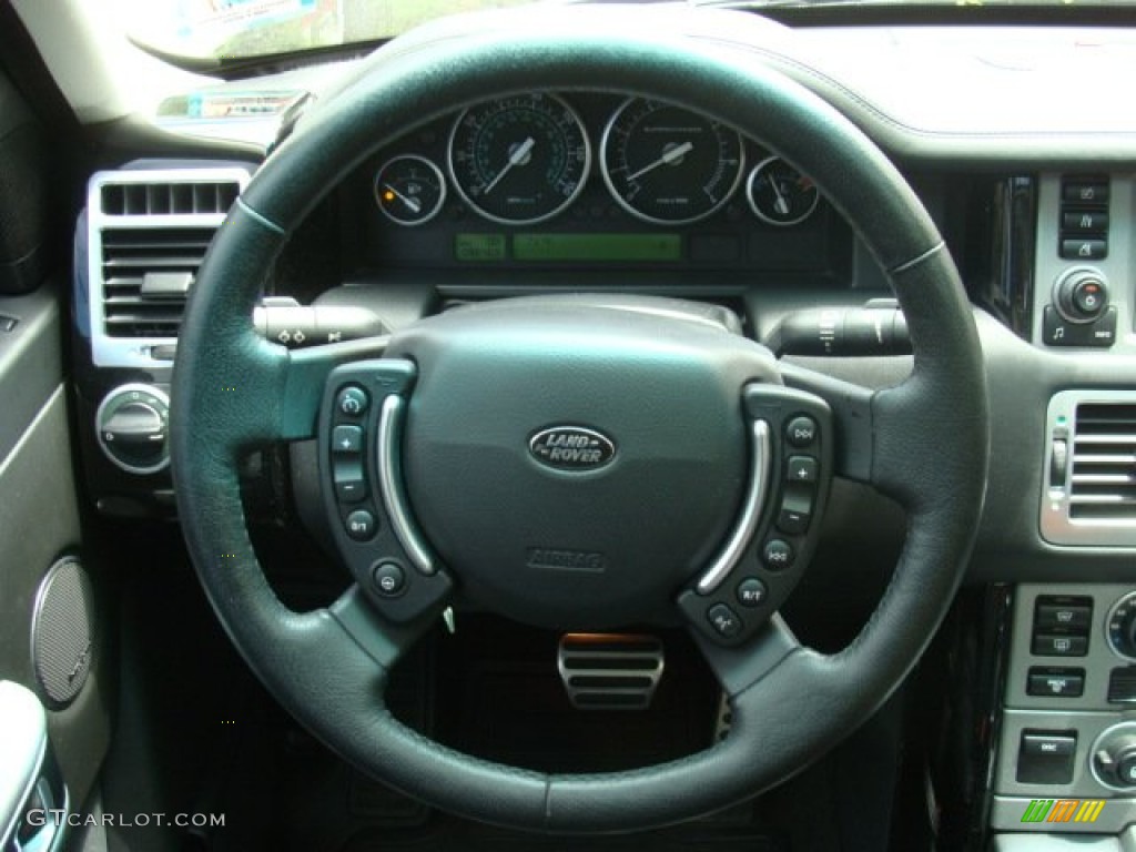 2006 Land Rover Range Rover Supercharged Charcoal/Jet Steering Wheel Photo #93133890