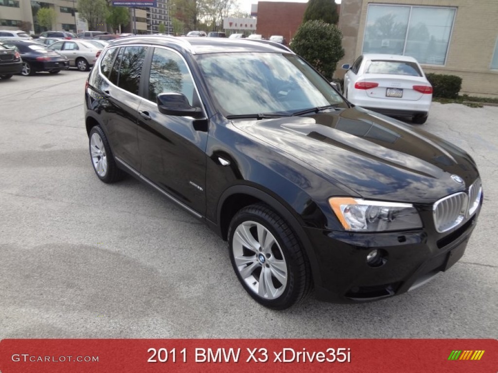 2011 X3 xDrive 35i - Jet Black / Oyster Nevada Leather photo #1