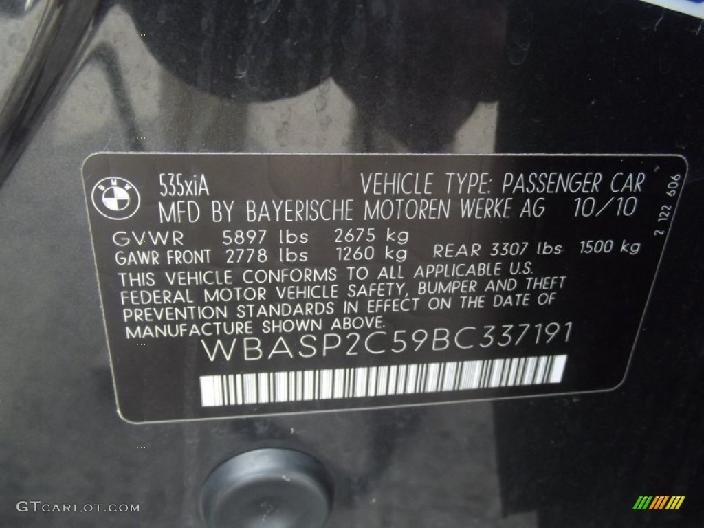 2011 5 Series 535i xDrive Gran Turismo - Dark Graphite Metallic / Venetian Beige photo #49