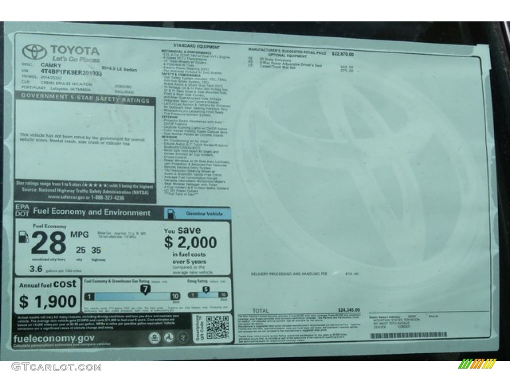 2014 Camry LE - Champagne Mica / Ivory photo #10