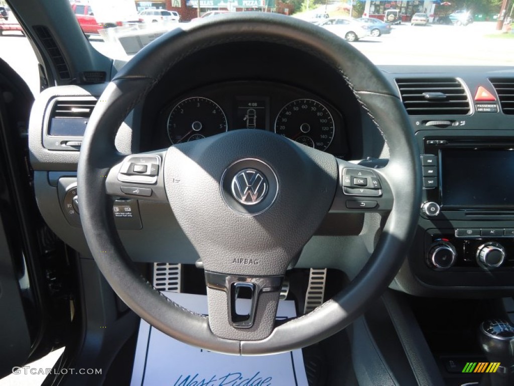 2010 Volkswagen Jetta TDI Cup Street Edition Interlagos Plaid Cloth Steering Wheel Photo #93145393