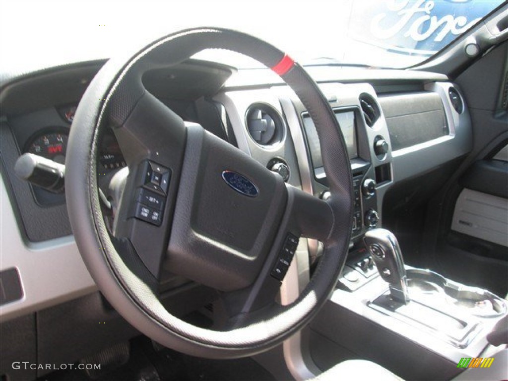 2014 Ford F150 SVT Raptor SuperCrew 4x4 Raptor Black Steering Wheel Photo #93148003