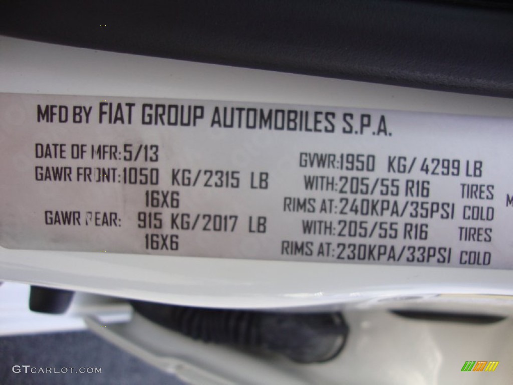 2014 Fiat 500L Pop Info Tag Photo #93149031