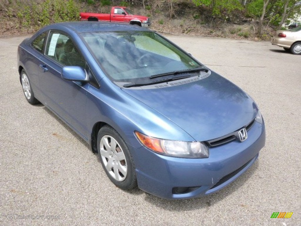 2007 Civic LX Coupe - Atomic Blue Metallic / Gray photo #2