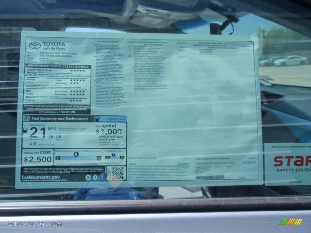 2014 Sienna XLE - Silver Sky Metallic / Light Gray photo #41