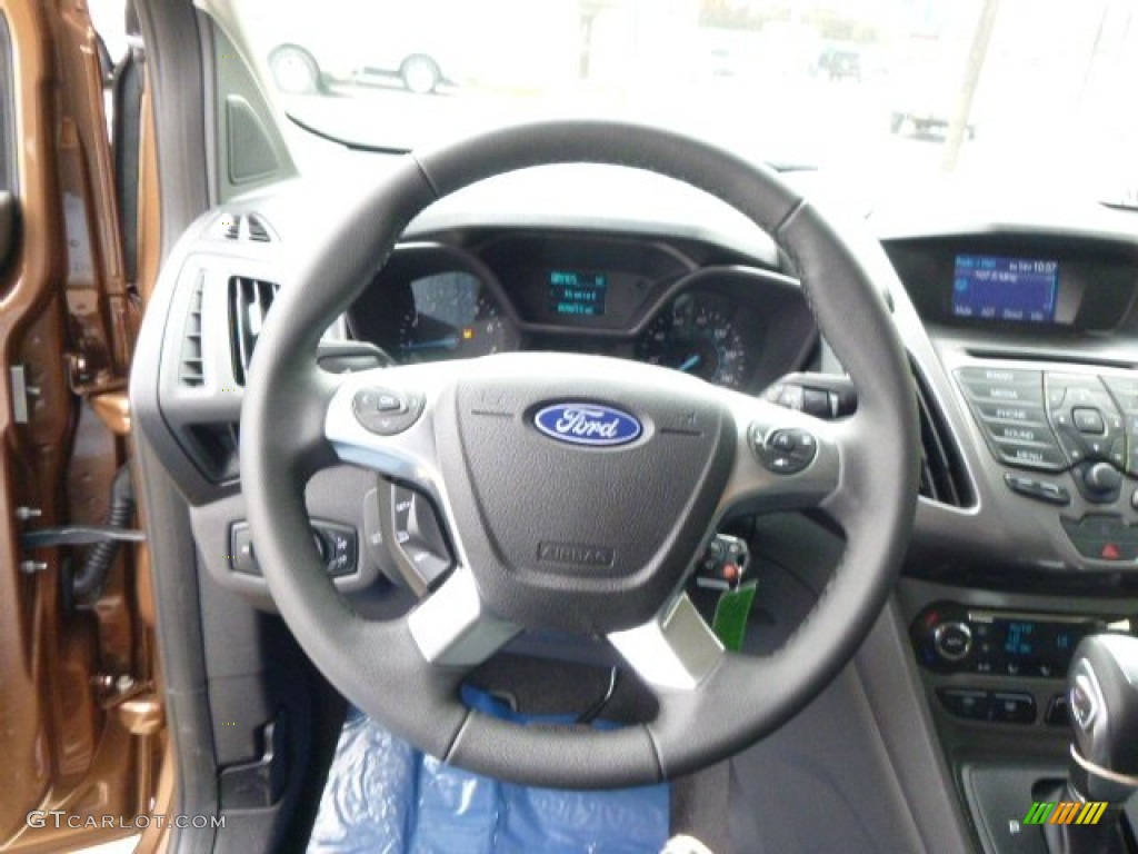 2014 Ford Transit Connect XLT Wagon Charcoal Black Steering Wheel Photo #93180796