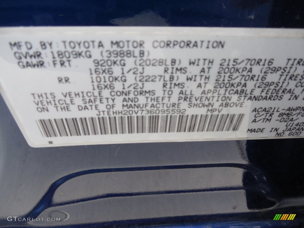 2003 RAV4 4WD - Spectra Blue Mica / Gray photo #19