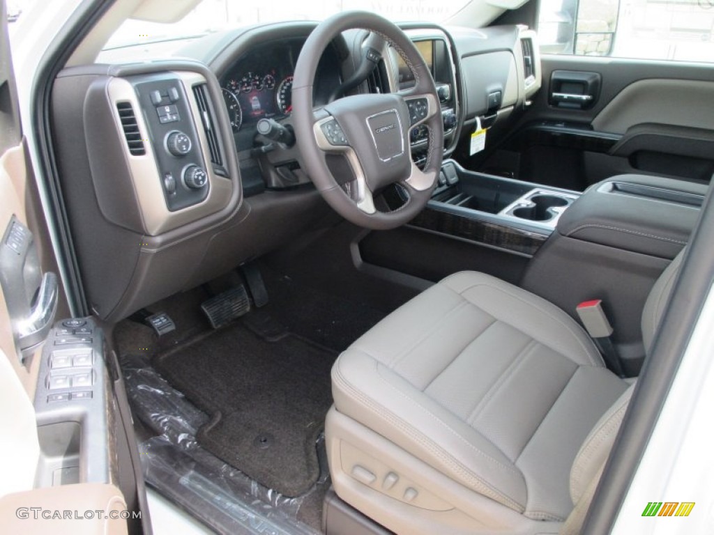 Denali Cocoa/Light Cashmere Interior 2015 GMC Sierra 3500HD Denali Crew Cab 4x4 Dual Rear Wheel Photo #93193279