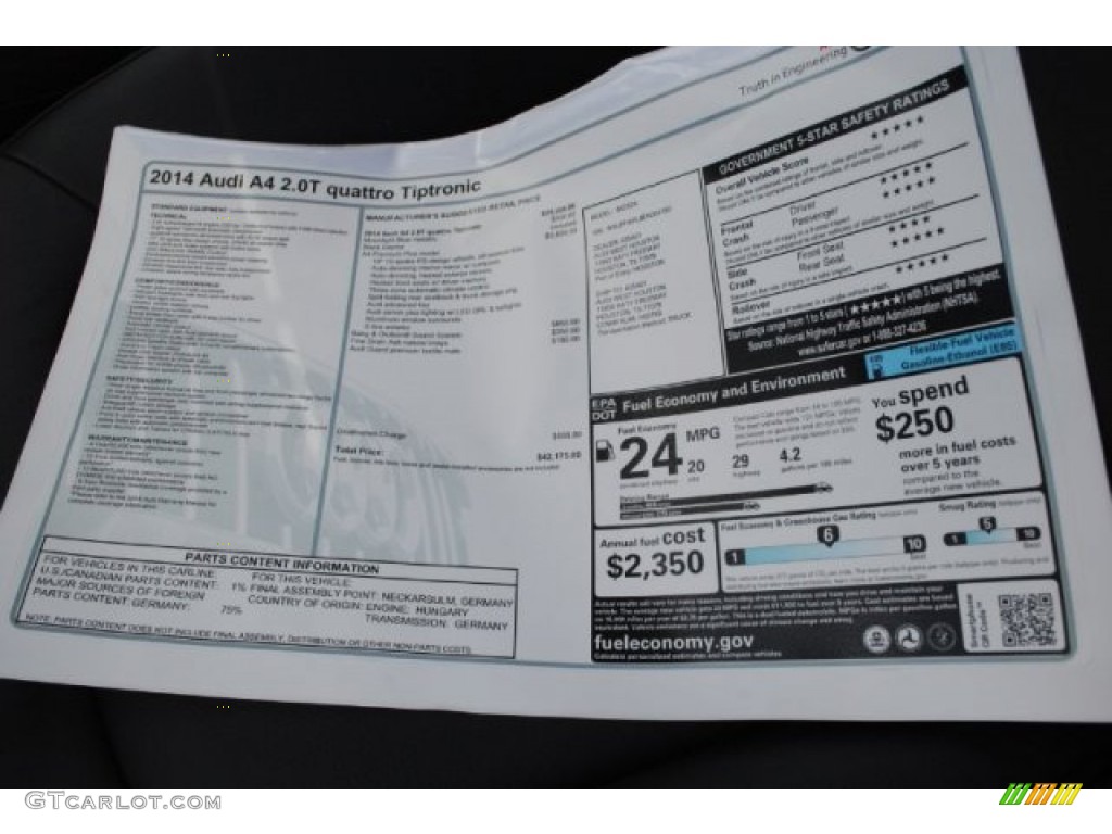 2014 A4 2.0T quattro Sedan - Moonlight Blue Metallic / Black photo #33