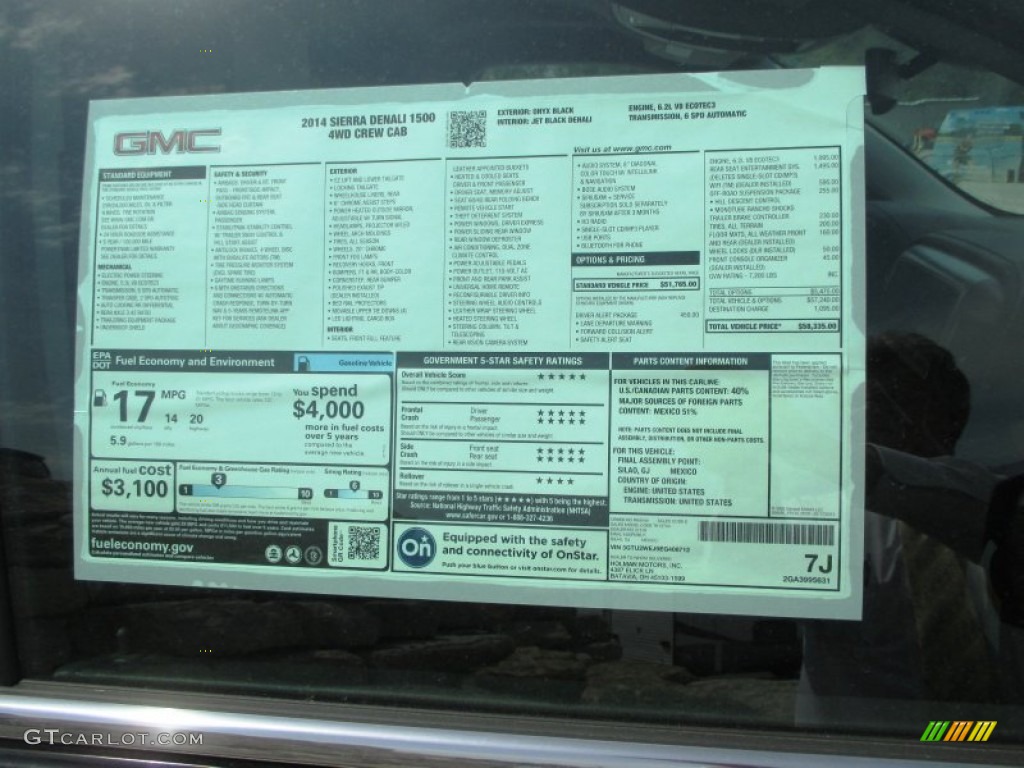2014 GMC Sierra 1500 Denali Crew Cab 4x4 Window Sticker Photo #93194518