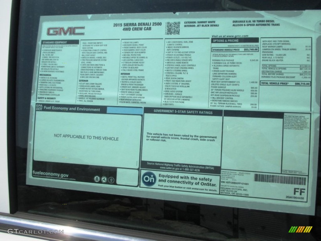 2015 GMC Sierra 2500HD Denali Crew Cab 4x4 Window Sticker Photo #93205703