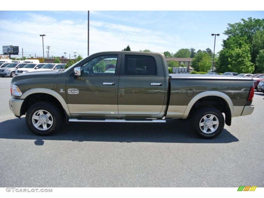 2011 Ram 2500 HD Laramie Longhorn Crew Cab 4x4 - Sagebrush Pearl / Light Pebble Beige/Bark Brown photo #3