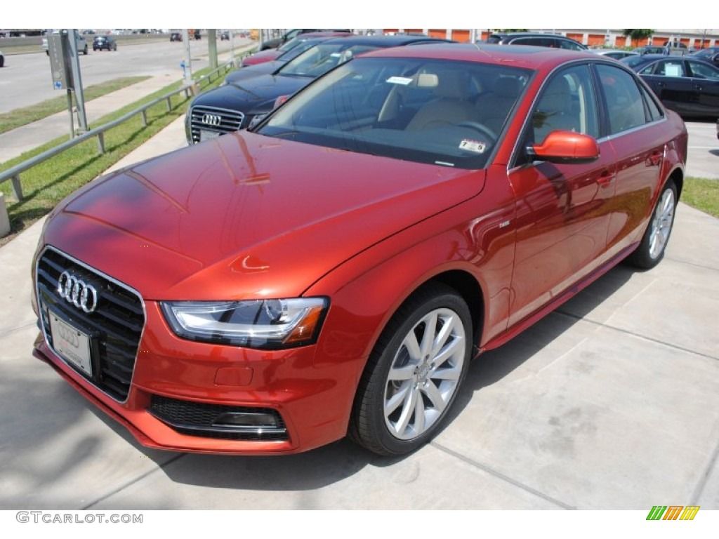 2014 A4 2.0T Sedan - Volcano Red Metallic / Velvet Beige/Black photo #3