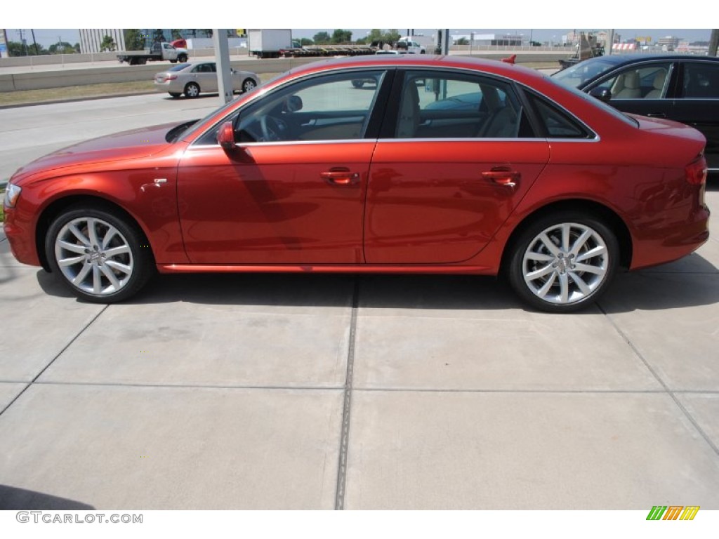 2014 A4 2.0T Sedan - Volcano Red Metallic / Velvet Beige/Black photo #6