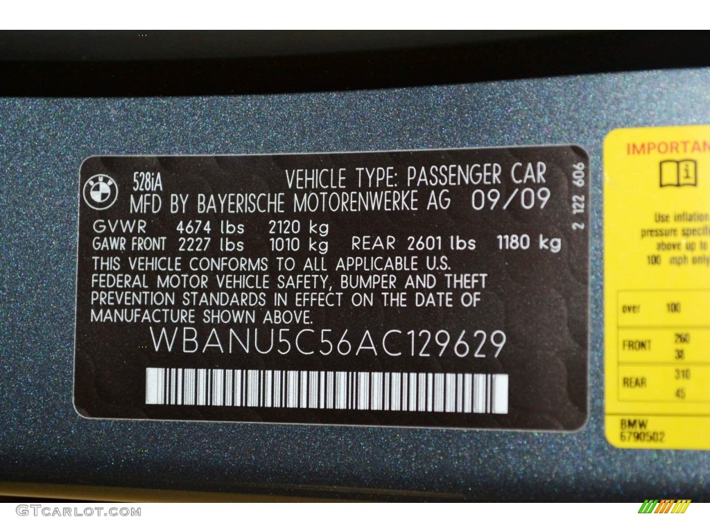 2010 5 Series 528i Sedan - Platinum Grey Metallic / Gray photo #11