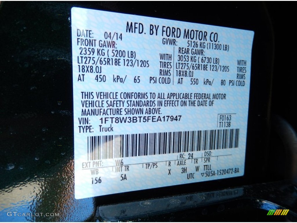 2015 F350 Super Duty Color Code W6 for Green Gem Photo #93235421