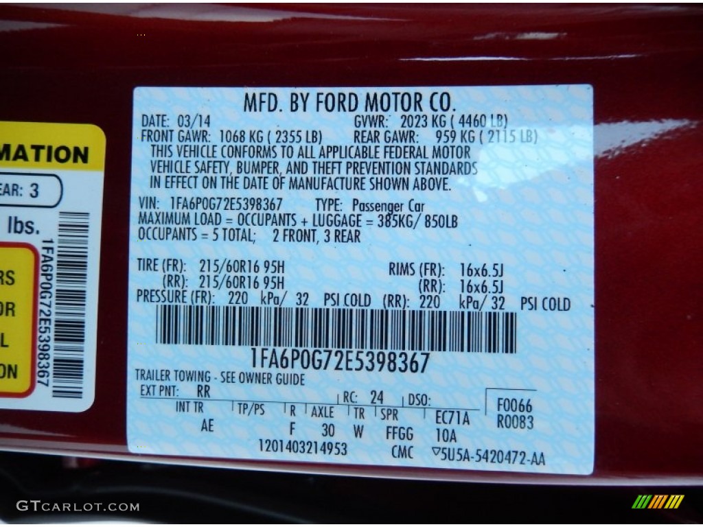 2014 Fusion Color Code RR for Ruby Red Photo #93235694