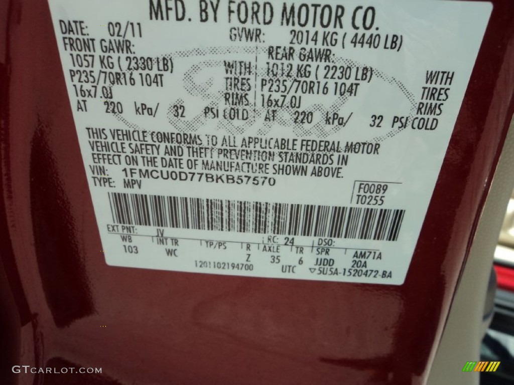 2011 Escape XLT - Sangria Red Metallic / Camel photo #33