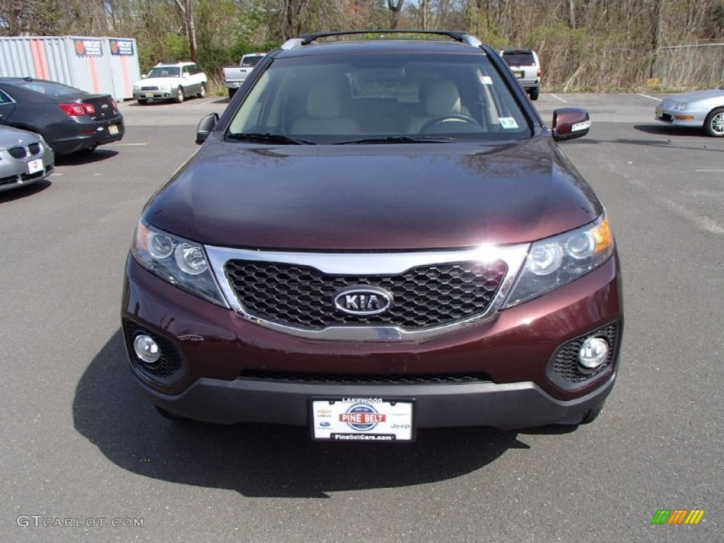 2012 Sorento EX AWD - Dark Cherry / Beige photo #2