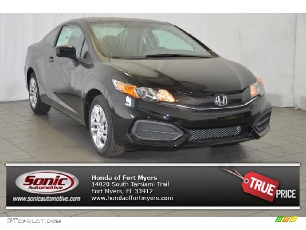 2014 Civic LX Coupe - Crystal Black Pearl / Gray photo #1