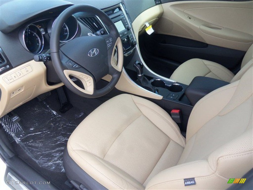 2014 Sonata Limited 2.0T - Pearl White / Camel photo #6