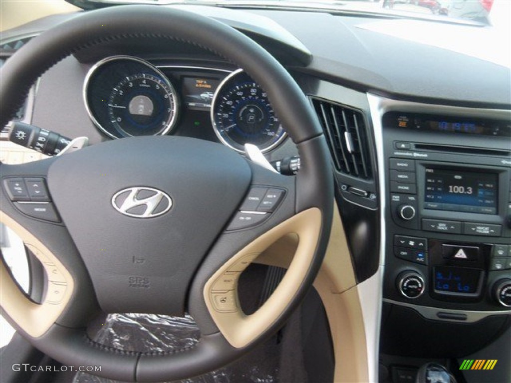 2014 Sonata Limited 2.0T - Pearl White / Camel photo #7