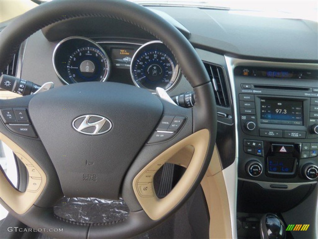 2014 Sonata Limited 2.0T - Pearl White / Camel photo #7