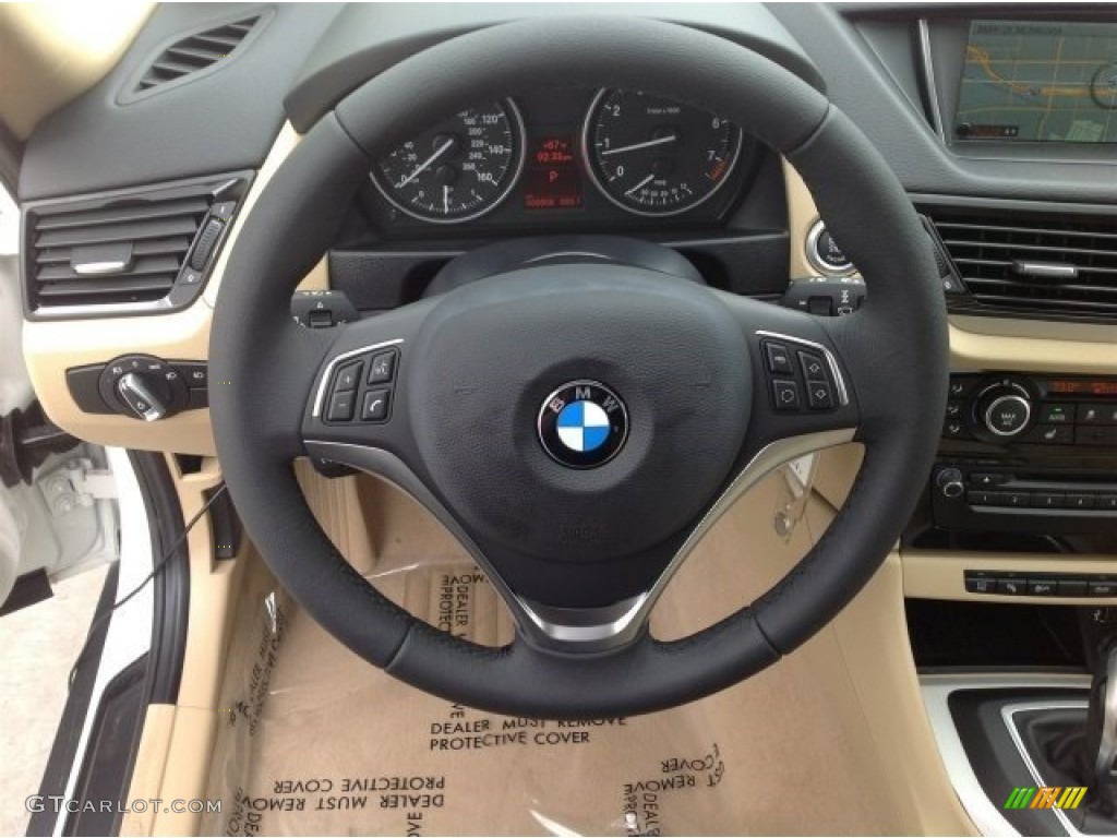 2015 BMW X1 sDrive28i Beige Steering Wheel Photo #93279568