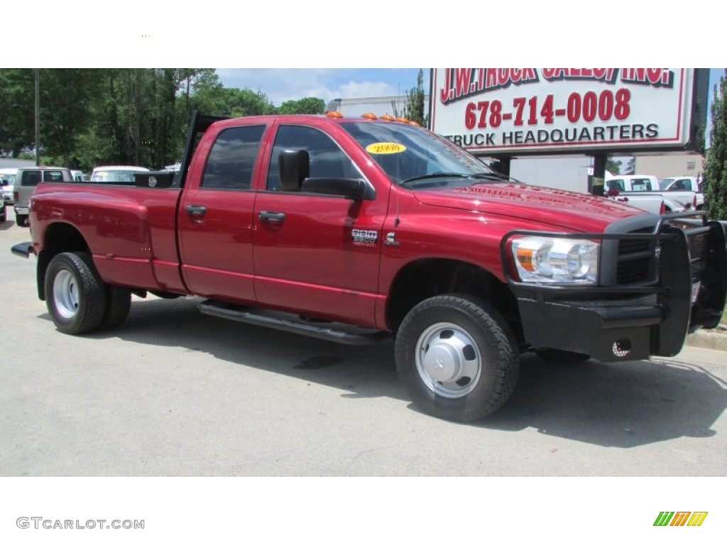 2008 Ram 3500 SLT Quad Cab 4x4 Dually - Inferno Red Crystal Pearl / Medium Slate Gray photo #9