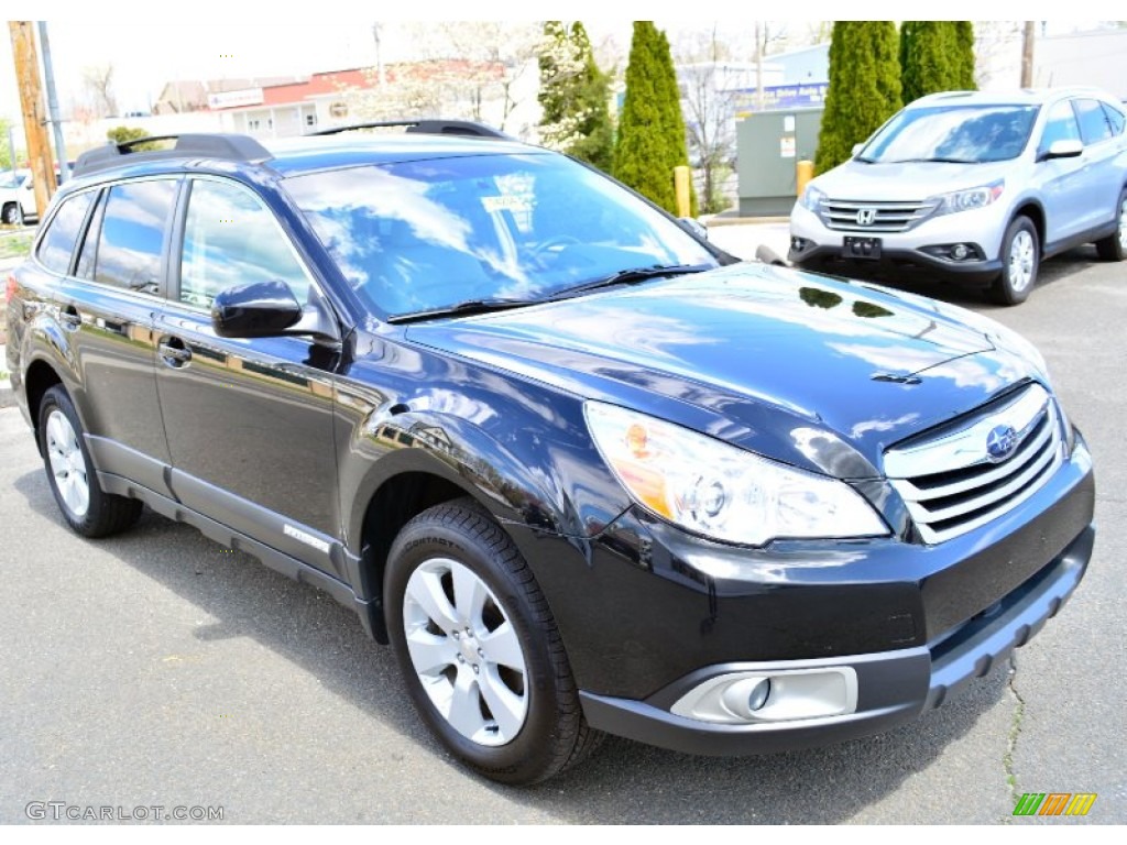 2010 Outback 2.5i Premium Wagon - Crystal Black Silica / Warm Ivory photo #3