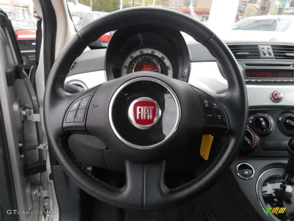 2013 Fiat 500 Pop Grigio/Nero (Gray/Black) Steering Wheel Photo #93308772
