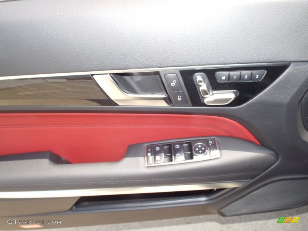 2014 Mercedes-Benz E 350 Coupe Red/Black Door Panel Photo #93318253
