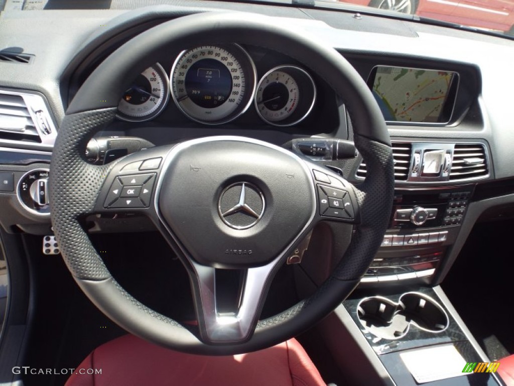 2014 Mercedes-Benz E 350 Coupe Red/Black Steering Wheel Photo #93318313