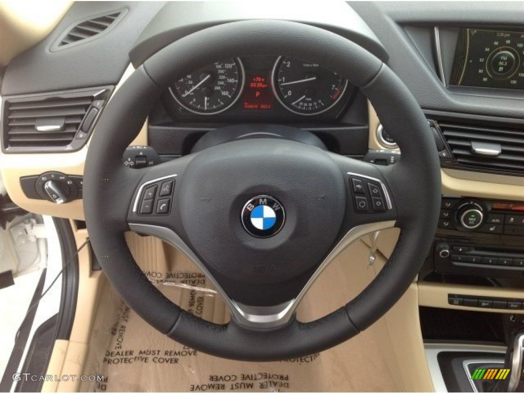 2015 BMW X1 sDrive28i Beige Steering Wheel Photo #93319900