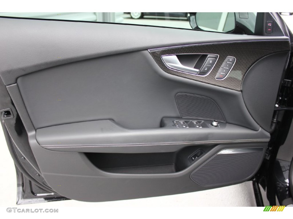 2014 Audi S7 Prestige 4.0 TFSI quattro Black Valcona w/Diamond Contrast Stitching Door Panel Photo #93323974